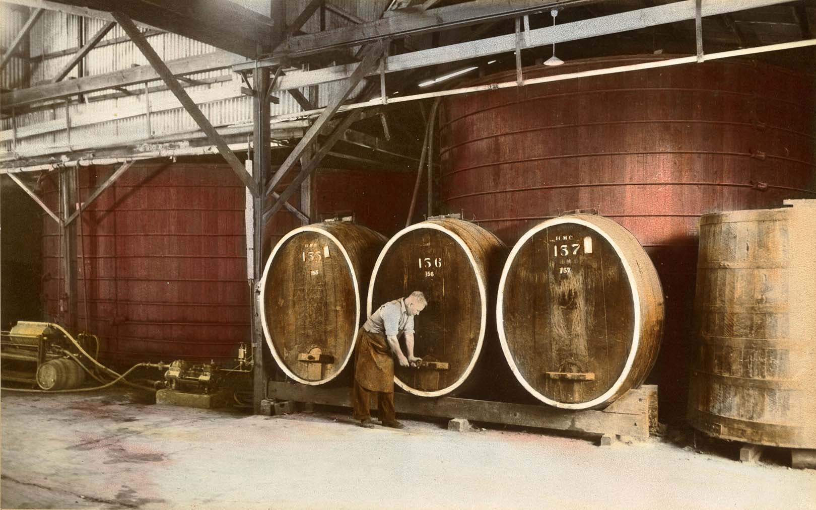 Storage Vats at Hamiltons Ewell Winery 1960s